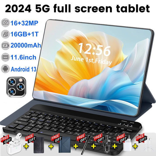 2024 5G Brand New 11.6 inch Tablet Android 13.0 20000mAh 16GB RAM 1TB ROM Wifi 14 Core Tablets PC Network Global