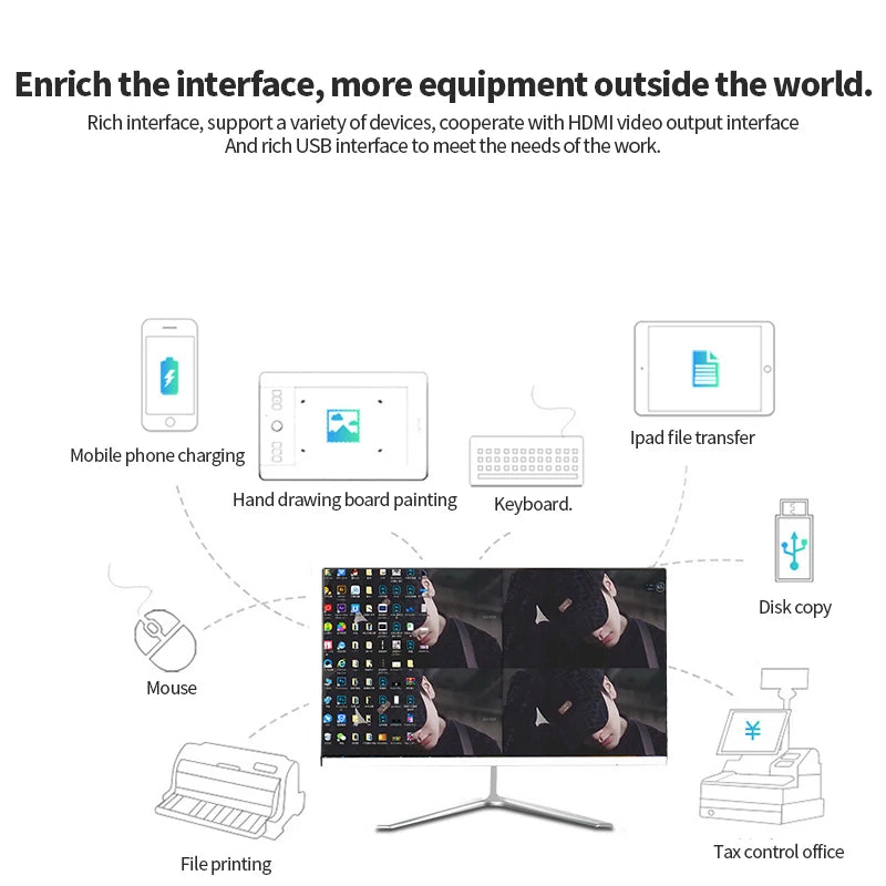 All in One Desktop Computer 24 Inch Monitor Processors Core i7-4700 Gaming PC Windows 10 RAM 8GB 512GB 1TB SSD Built in WIFI