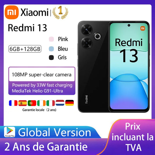 Xiaomi Redmi 13 smart phones MediaTek Helio G91-Ultra camera 108MP 5030mA 33W fast charge 90 Hz screen global Version