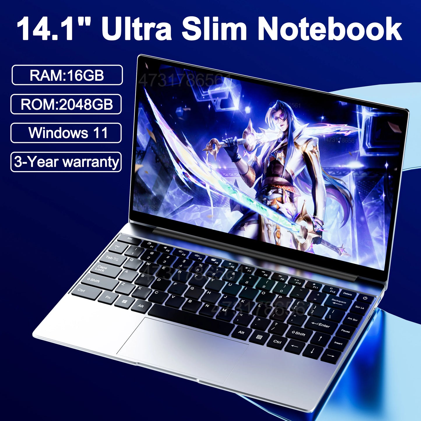 14.1" Ultra Slim Laptop 16GB RAM 2TB SSD Intel N3700 Notebook Gamer  1920*1080  Display Office Study Computer PC Windows 11 Pro