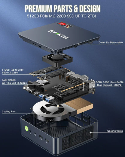 GMKtec M5 Plus AMD R7 5825U MINI PC Wifi6 BT5.2 Wins11Pro DDR4 3200Mhz NVME SSD PCIE 3.0 Dual Fan Triple Display Gamer Computer