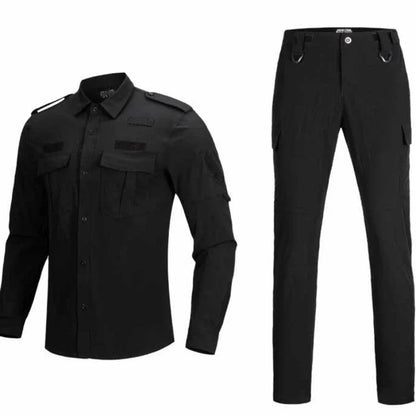 Quick Drying Workwear Suit Men Combat Elastic Tactical Training Set Multi Pocket Man Security Staff Uniform Cargo 2pcs Suits