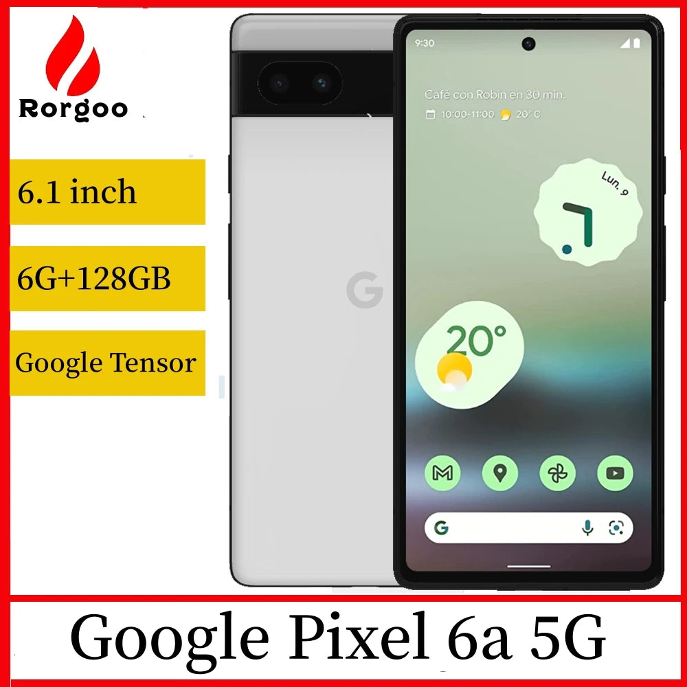 Google Pixel 6a 5G Mobile Phone 6.1'' OLED Screen 6GB RAM 128GB ROM 12.2MP+12MP+8MP OctaCore Original Unlocked Andriod CellPhone