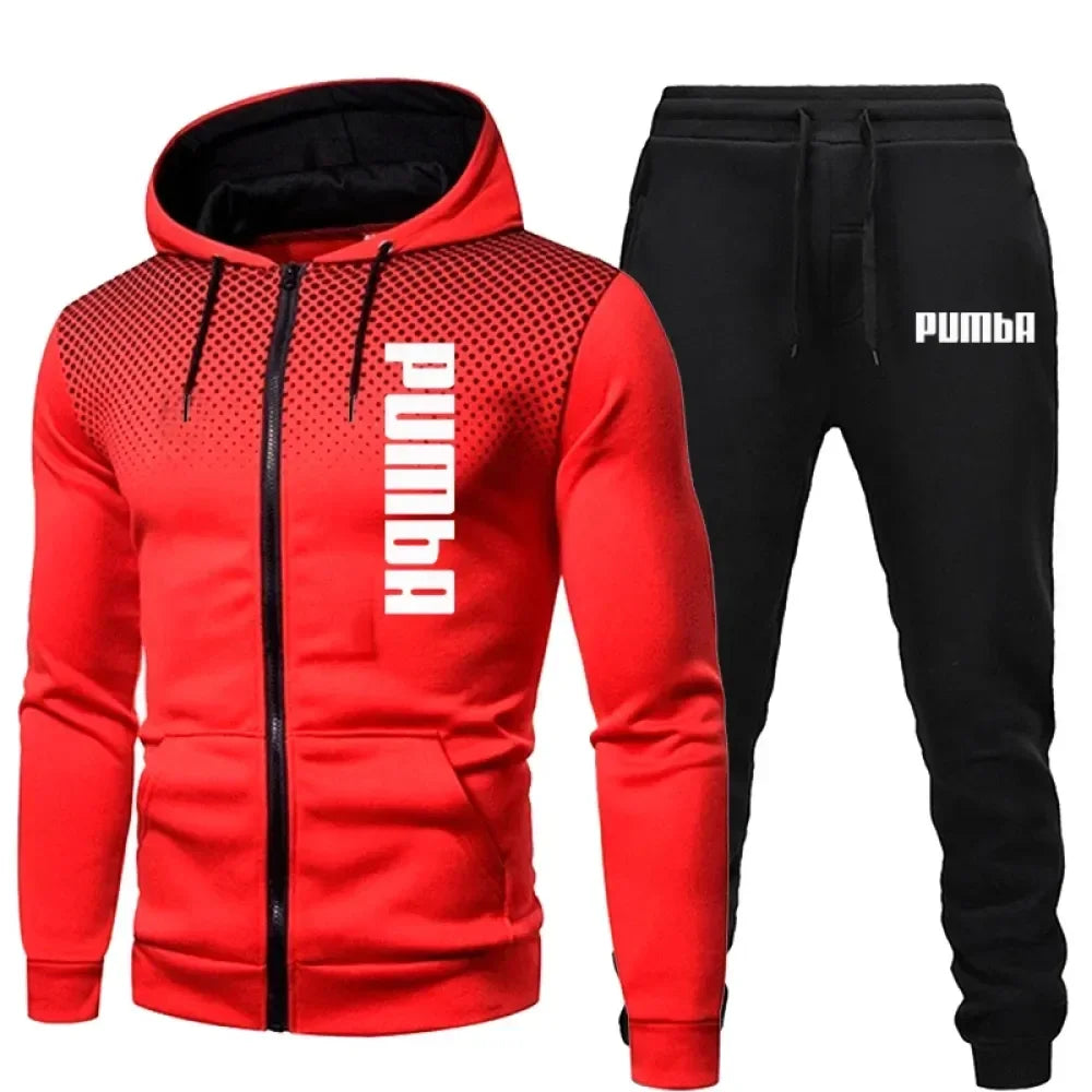 Men's Sports Tracksuits Sets Long Sleeve Hoodie Suits Zipper Jackets +Jogging Pants Spring Autumn Running Fitness Sportswear