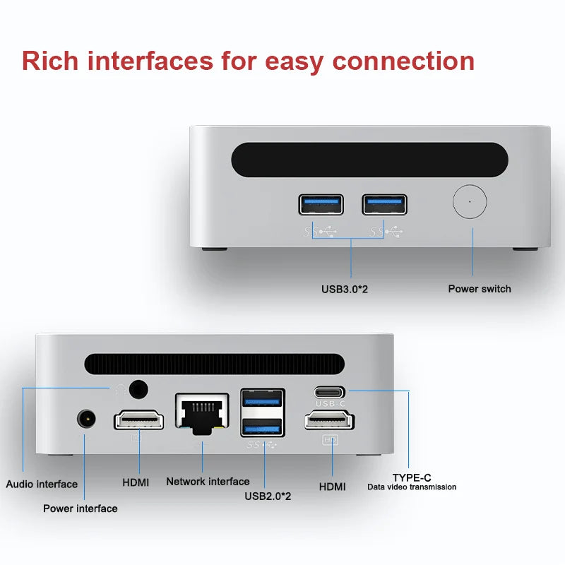 2024 GenMachine New Mini PC Ren4000 4500U 1500MHZ GPU AMD Ryzen5 4500U Windows 10/11 DDR4 Suporte 64GB 3200MHz RAM WiFi6 NUC